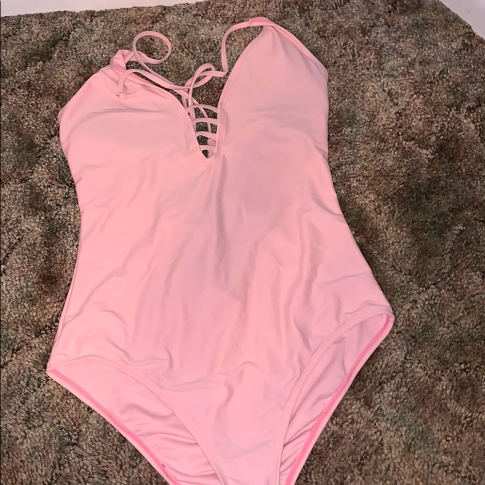One piece baby pink swim suit